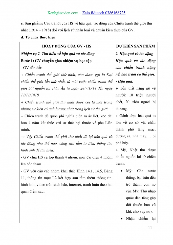 Giáo án và PPT Lịch sử 8 cánh diều Bài 11: Chiến tranh thế giới thứ nhất (1914 – 1918) và Cách mạng tháng Mười Nga năm 1917