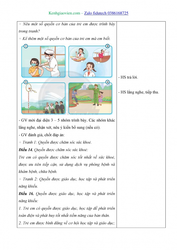 Giáo án và PPT Đạo đức 4 chân trời Bài 11: Quyền trẻ em