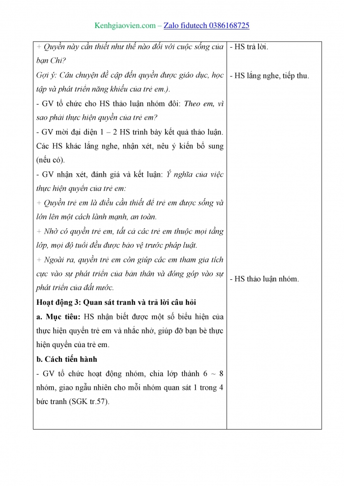 Giáo án và PPT Đạo đức 4 chân trời Bài 11: Quyền trẻ em