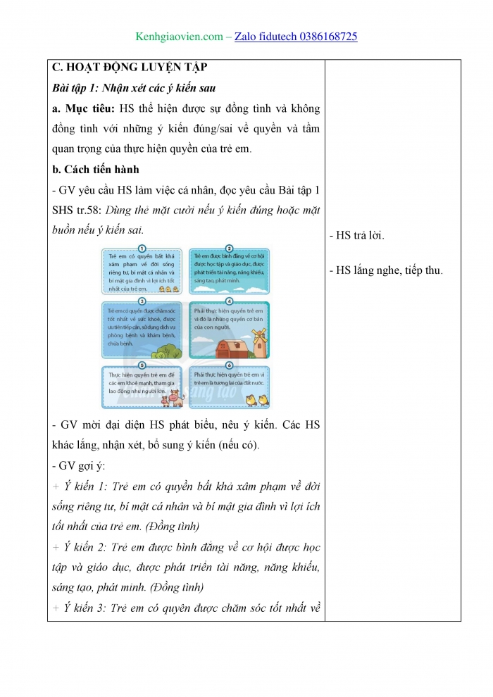 Giáo án và PPT Đạo đức 4 chân trời Bài 11: Quyền trẻ em