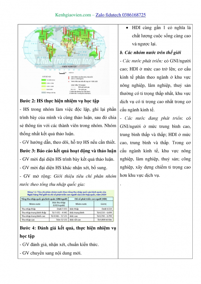 Giáo án và PPT Địa lí 11 chân trời Bài 1: Sự khác biệt về trình độ phát triển kinh tế - xã hội của các nhóm nước