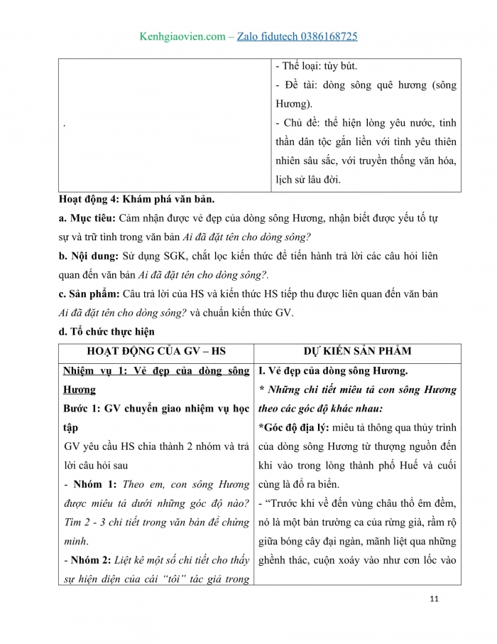 Giáo án và PPT Ngữ văn 11 chân trời Bài 1: Ai đã đặt tên cho dòng sông? (Hoàng Phủ Ngọc Tường)