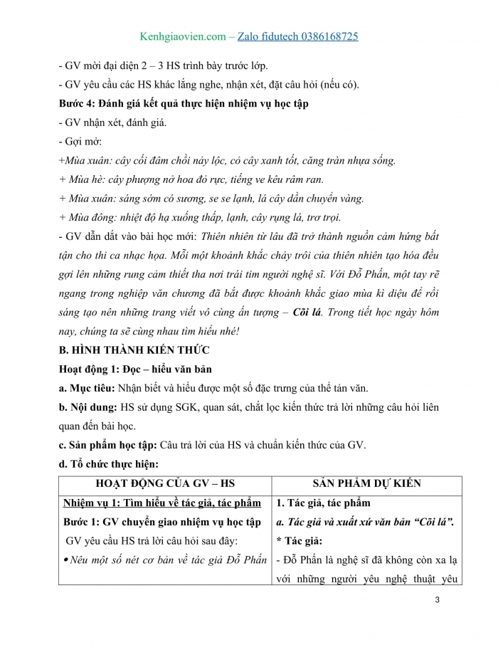 Giáo án và PPT Ngữ văn 11 chân trời Bài 1: Cõi lá (Đỗ Phấn)