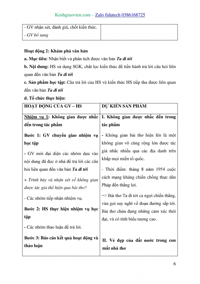 Giáo án và PPT Ngữ văn 8 kết nối Bài 1: Ta đi tới (trích, Tố Hữu)