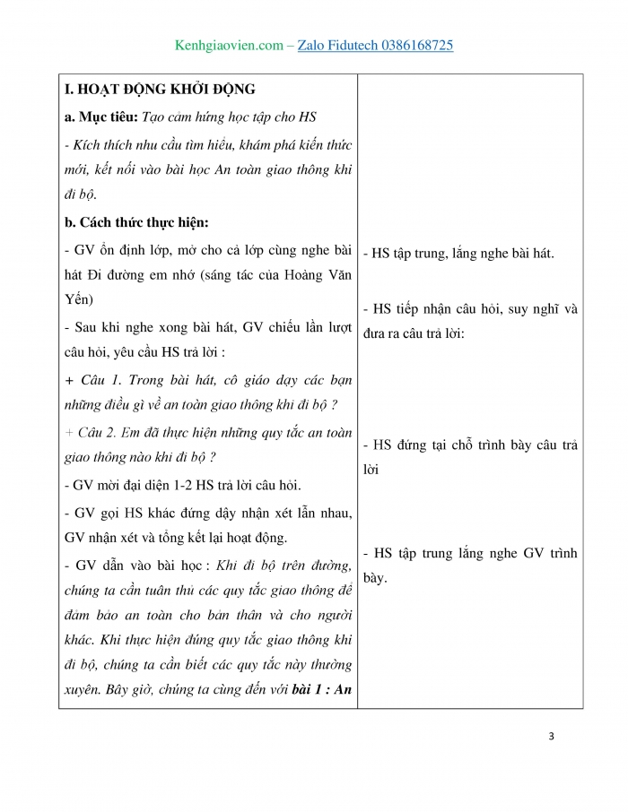 Giáo án và PPT Đạo đức 3 chân trời Bài 1: An toàn giao thông khi đi bộ