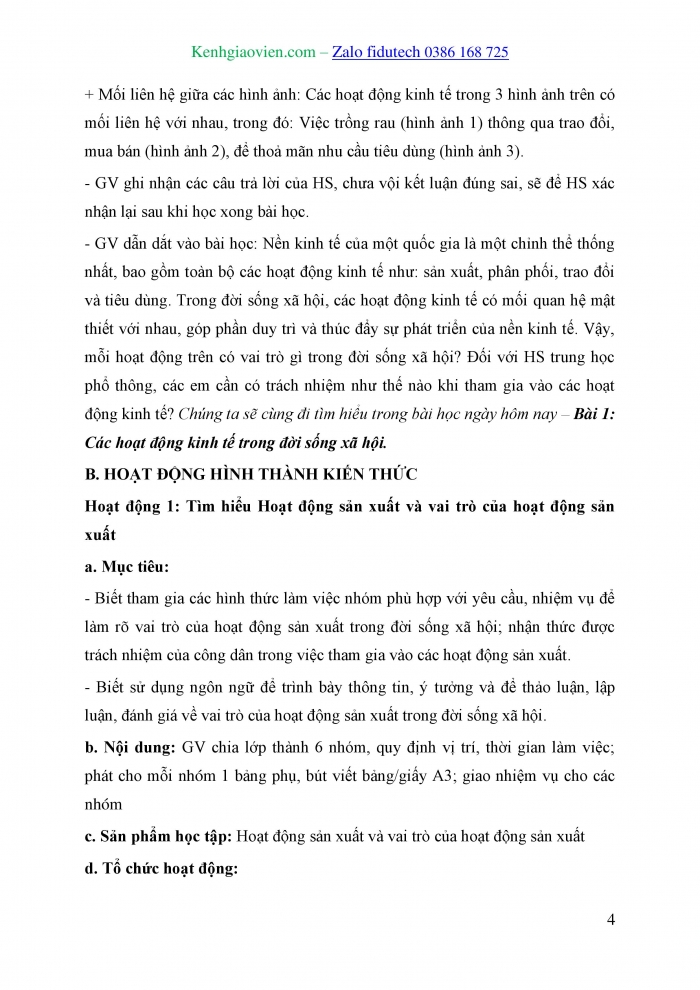 Giáo án và PPT Kinh tế pháp luật 10 cánh diều Bài 1: Các hoạt động kinh tế trong đời sống xã hội