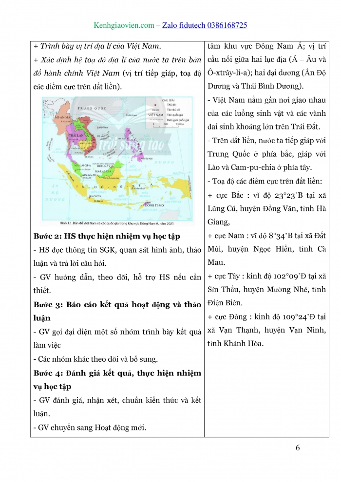 Giáo án và PPT Địa lí 8 chân trời Bài 1: Đặc điểm vị trí địa lí và phạm vi lãnh thổ