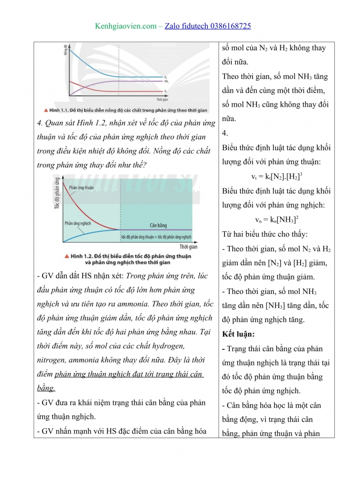 Giáo án và PPT Hoá học 11 chân trời Bài 1: Khái niệm về cân bằng hoá học