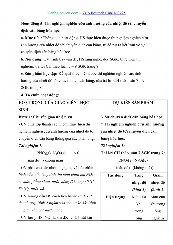 Giáo án và PPT Hoá học 11 chân trời Bài 1: Khái niệm về cân bằng hoá học