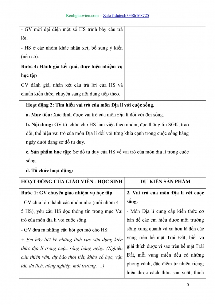 Giáo án và PPT Địa lí 10 cánh diều Bài 1: Môn Địa lí với định hướng nghề nghiệp cho học sinh