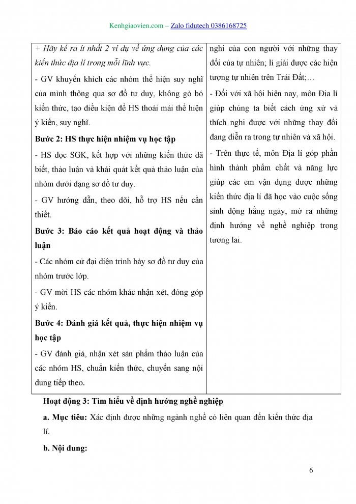 Giáo án và PPT Địa lí 10 cánh diều Bài 1: Môn Địa lí với định hướng nghề nghiệp cho học sinh