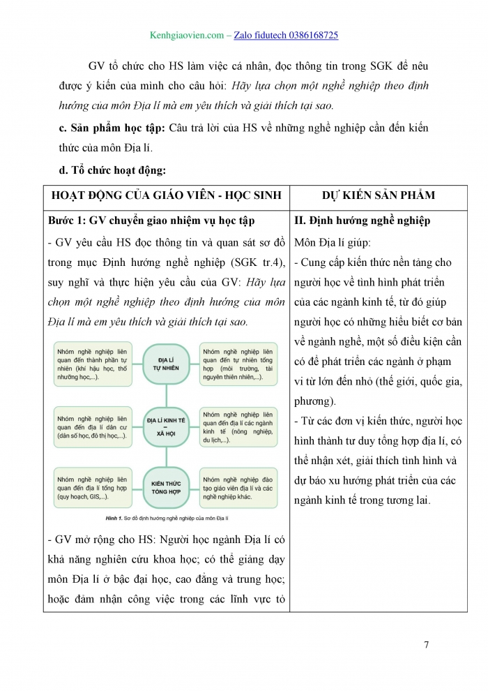 Giáo án và PPT Địa lí 10 cánh diều Bài 1: Môn Địa lí với định hướng nghề nghiệp cho học sinh