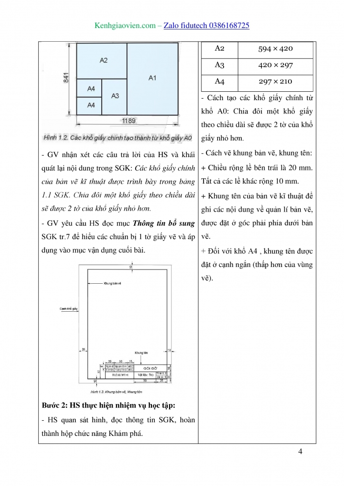 Giáo án và PPT Công nghệ 8 kết nối Bài 1: Một số tiêu chuẩn trình bày bản vẽ kĩ thuật