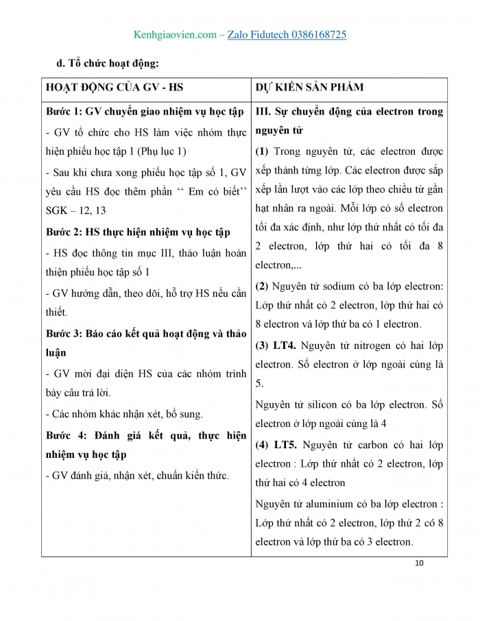 Giáo án và PPT KHTN 7 cánh diều Bài 1: Nguyên tử