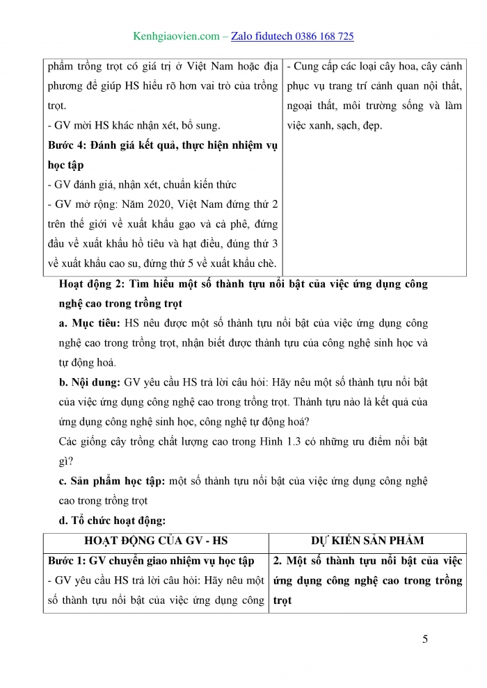 Giáo án và PPT Công nghệ trồng trọt 10 cánh diều Bài 1: Trồng trọt trong bối cảnh cuộc cách mạng công nghiệp 4.0