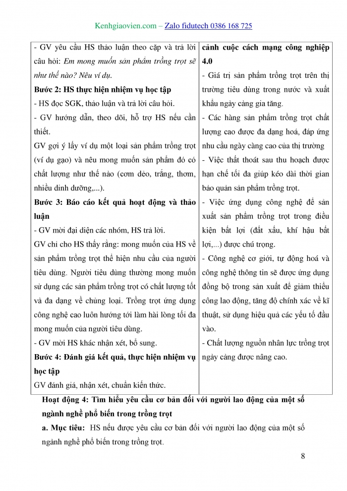 Giáo án và PPT Công nghệ trồng trọt 10 cánh diều Bài 1: Trồng trọt trong bối cảnh cuộc cách mạng công nghiệp 4.0