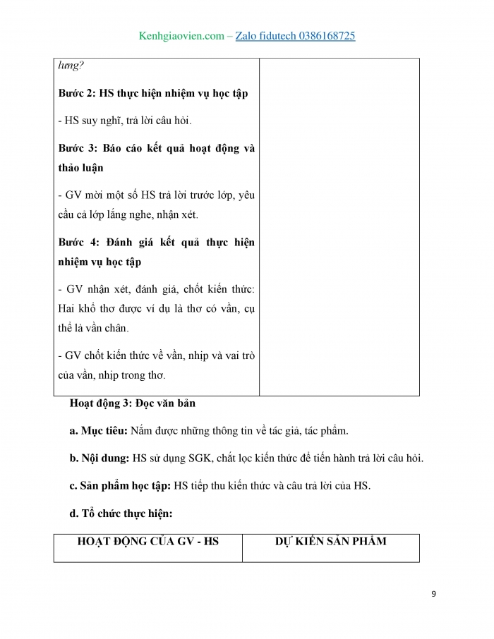 Giáo án và PPT Ngữ văn 7 chân trời Bài 1: Lời của cây (Trần Hữu Thung)