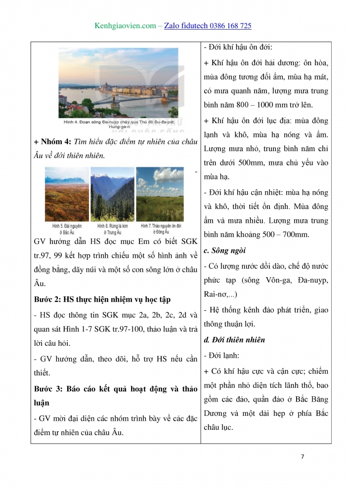 Giáo án và PPT Địa lí 7 kết nối Bài 1: Vị trí địa lí, đặc điểm tự nhiên châu Âu