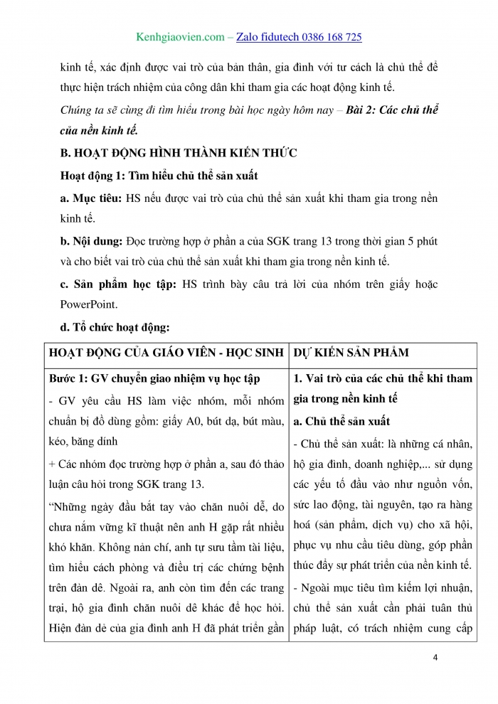 Giáo án và PPT Kinh tế pháp luật 10 chân trời Bài 2: Các chủ thể của nền kinh tế