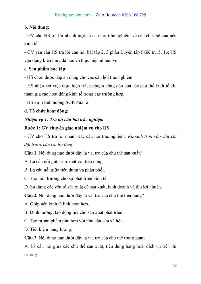 Giáo án và PPT Kinh tế pháp luật 10 kết nối Bài 2: Các chủ thể của nền kinh tế