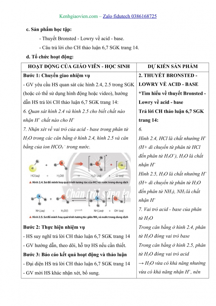 Giáo án và PPT Hoá học 11 chân trời Bài 2: Cân bằng trong dung dịch nước