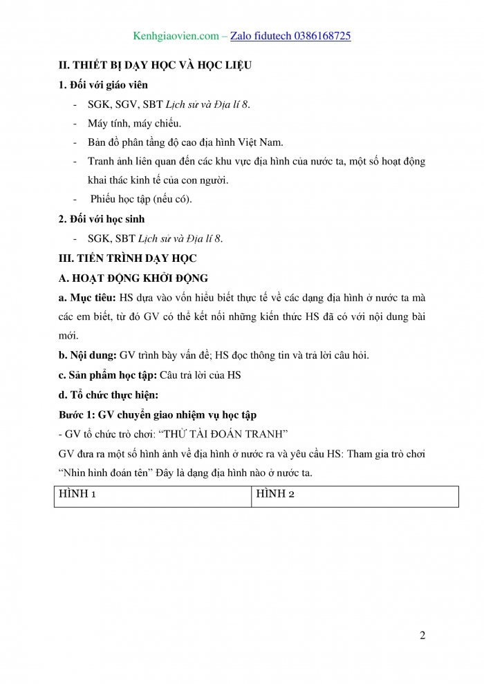 Giáo án và PPT Địa lí 8 cánh diều Bài 2: Địa hình Việt Nam