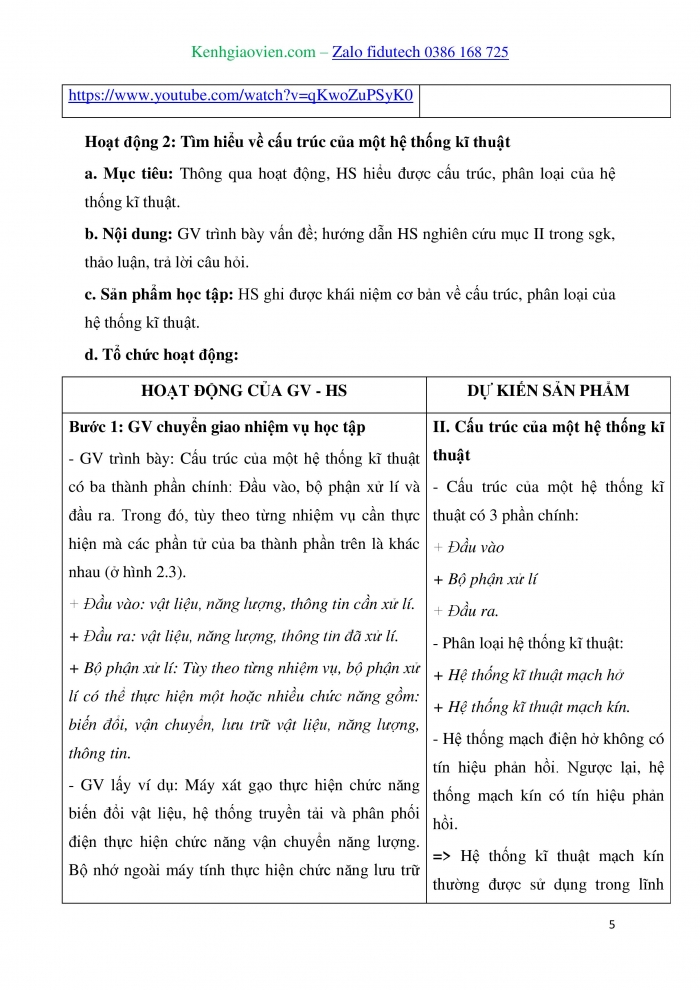 Giáo án và PPT Thiết kế và Công nghệ 10 kết nối Bài 2: Hệ thống kĩ thuật