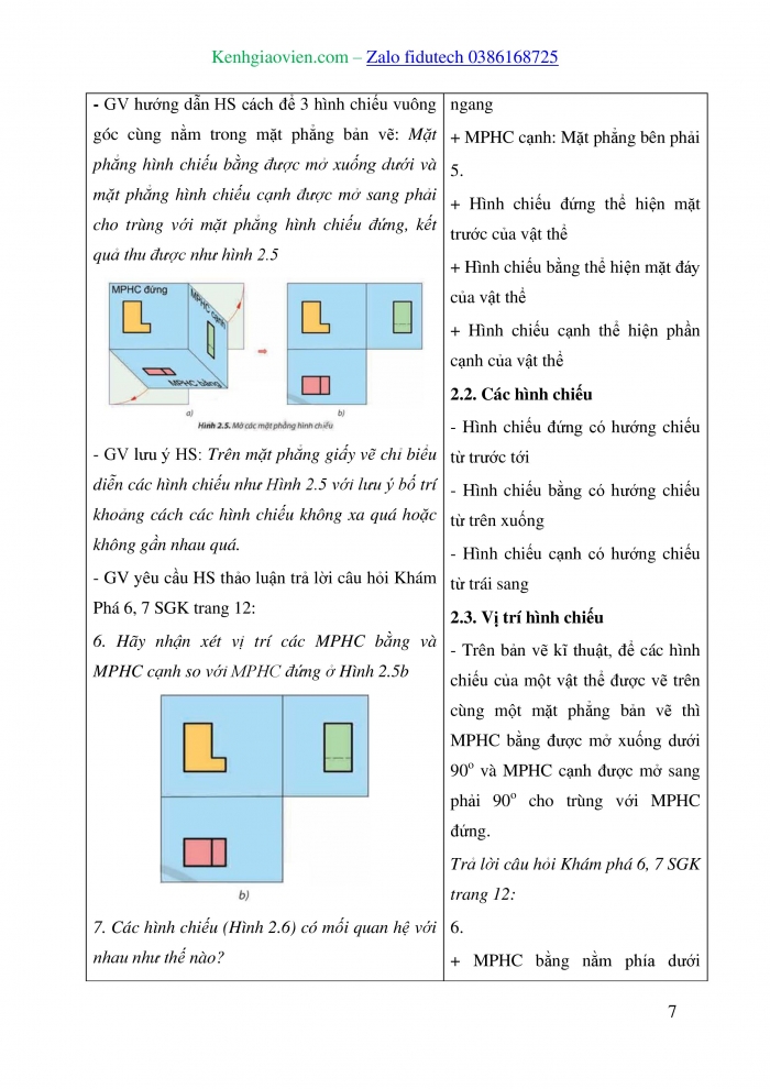 Giáo án và PPT Công nghệ 8 chân trời Bài 2: Hình chiếu vuông góc