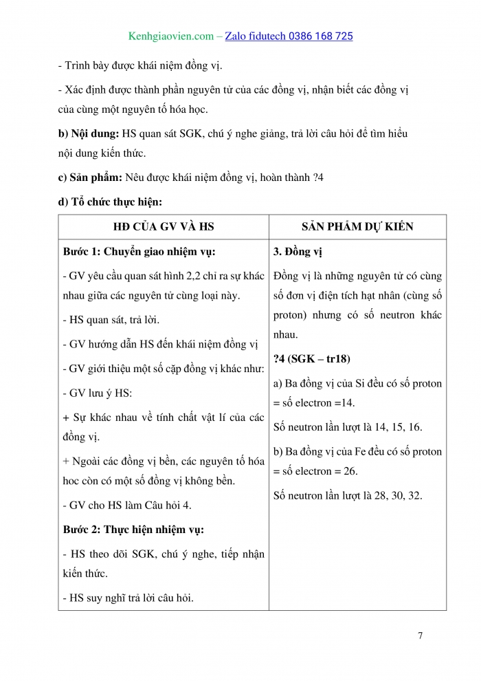 Giáo án và PPT Hoá học 10 kết nối Bài 2: Nguyên tố hoá học