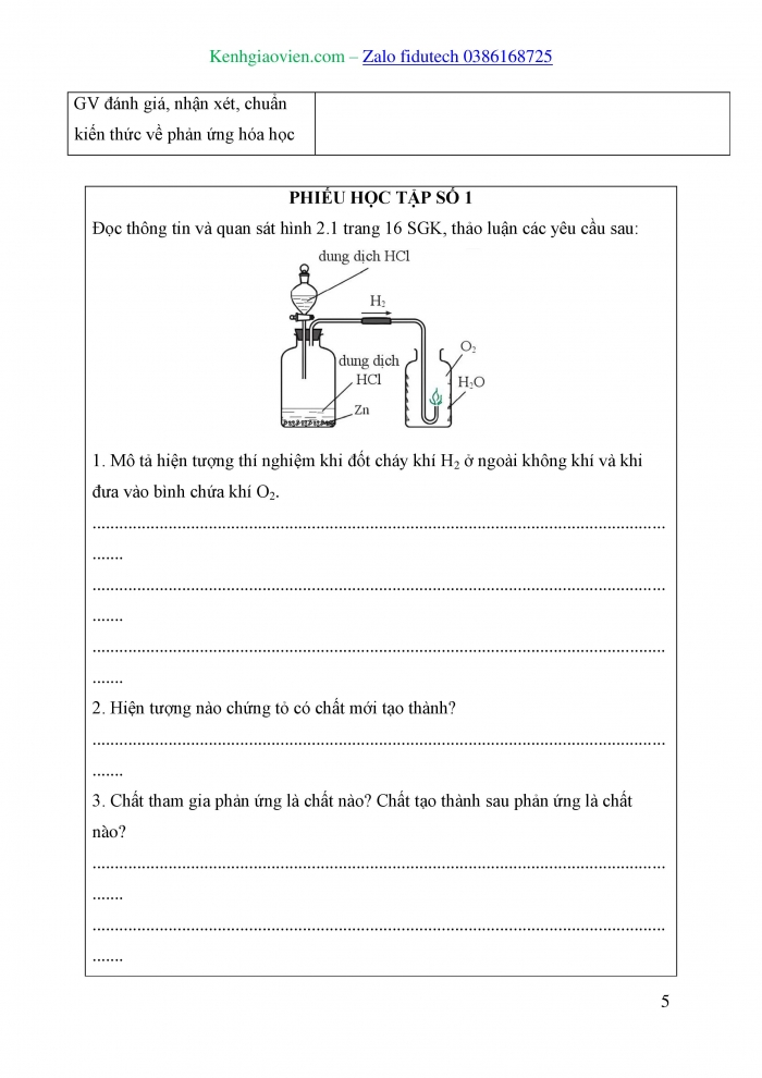 Giáo án và PPT KHTN 8 cánh diều Bài 2: Phản ứng hoá học và năng lượng của phản ứng hoá học