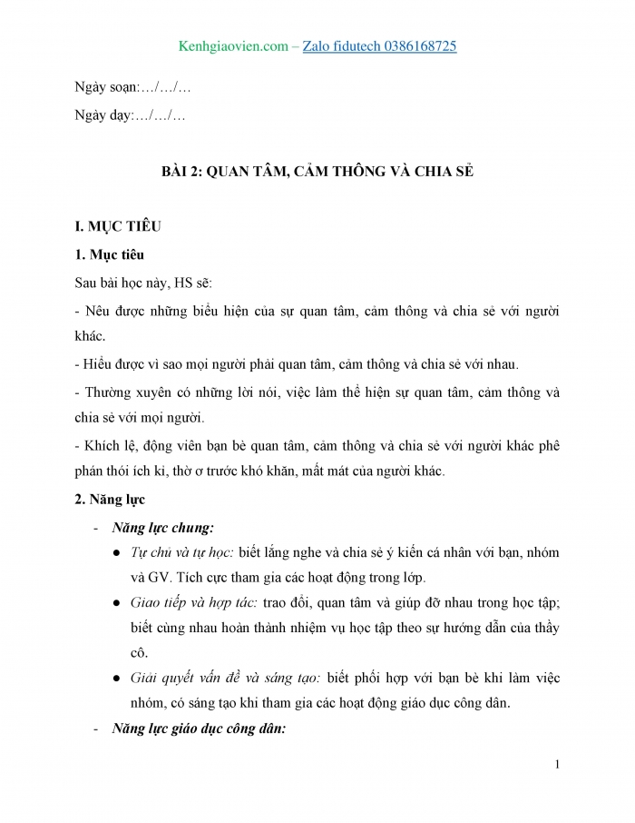 Giáo án và PPT Công dân 7 chân trời Bài 2: Quan tâm, cảm thông và chia sẻ