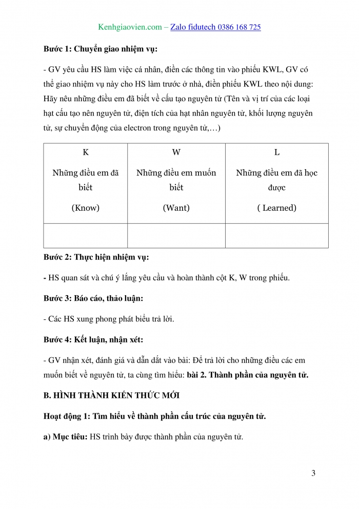 Giáo án và PPT Hoá học 10 cánh diều Bài 2: Thành phần của nguyên tử