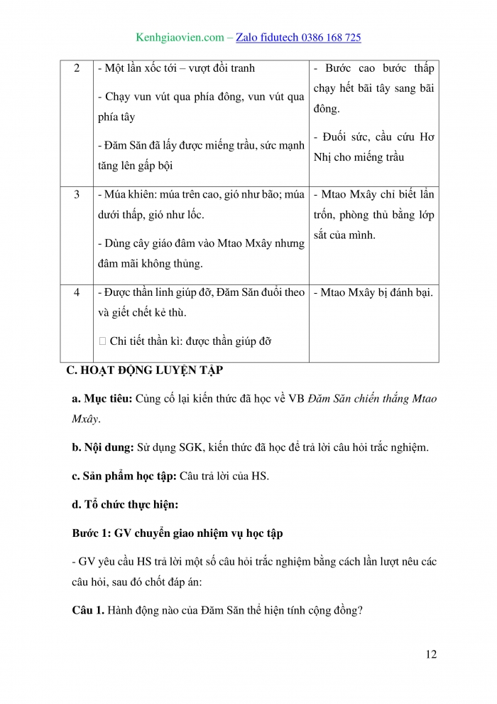 Giáo án và PPT Ngữ văn 10 chân trời Bài 2: Đăm Săn chiến thắng Mtao Mxây (Sử thi Ê-đê)