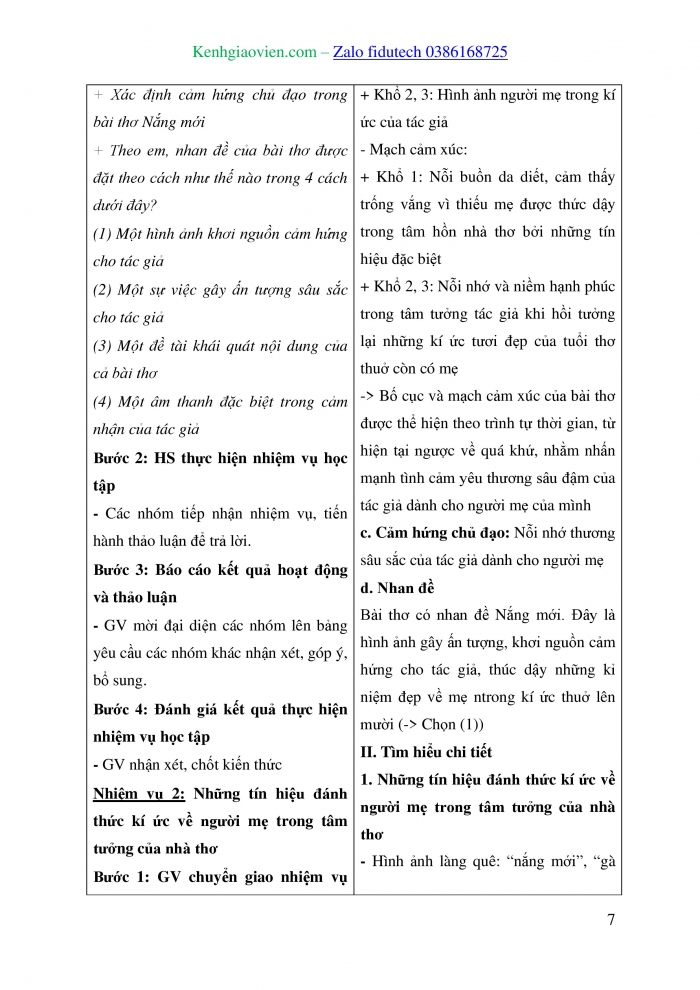 Giáo án và PPT Ngữ văn 8 cánh diều Bài 2: Nắng mới (Lưu Trọng Lư)