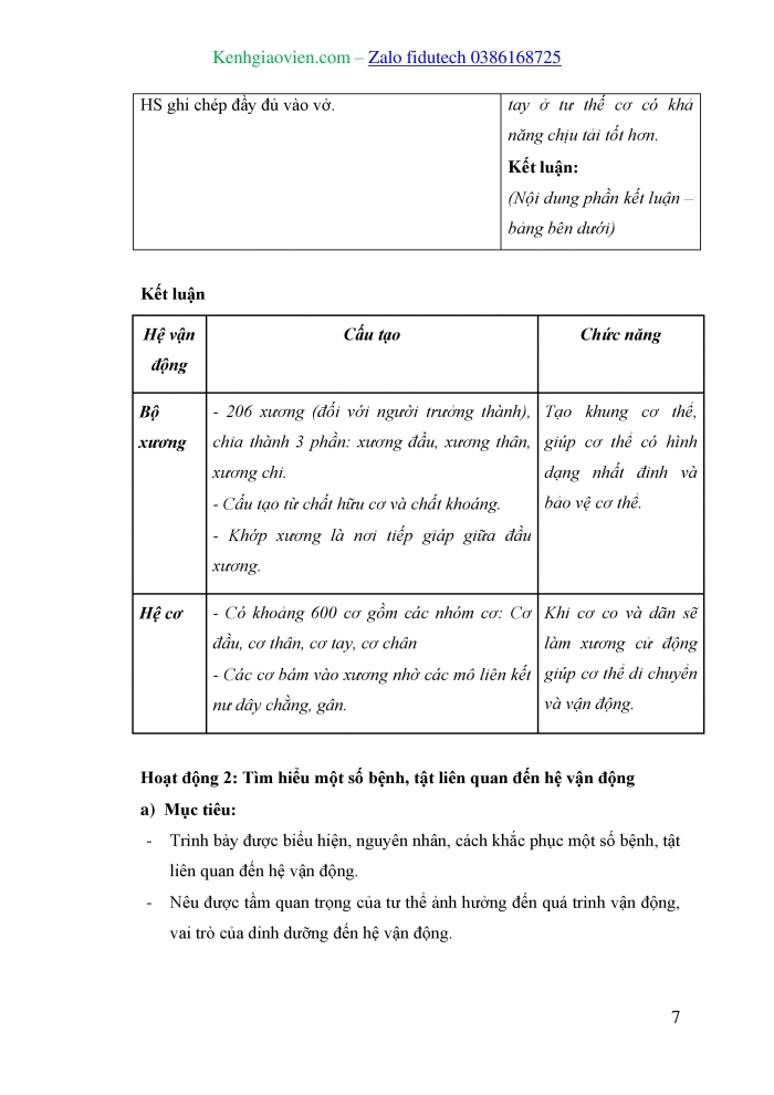 Giáo án và PPT KHTN 8 kết nối Bài 31: Hệ vận động ở người