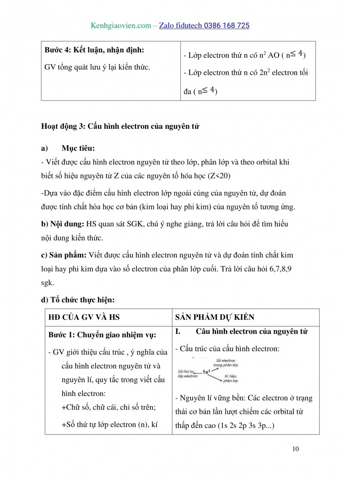 Giáo án và PPT Hoá học 10 kết nối Bài 3: Cấu trúc lớp vỏ electron nguyên tử