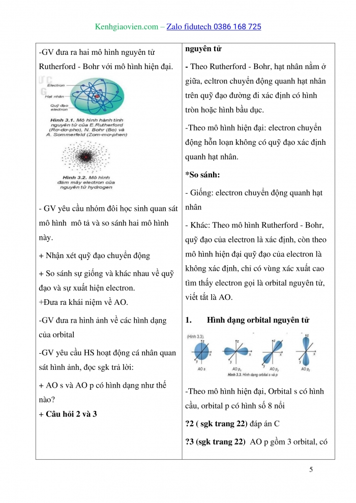 Giáo án và PPT Hoá học 10 kết nối Bài 3: Cấu trúc lớp vỏ electron nguyên tử