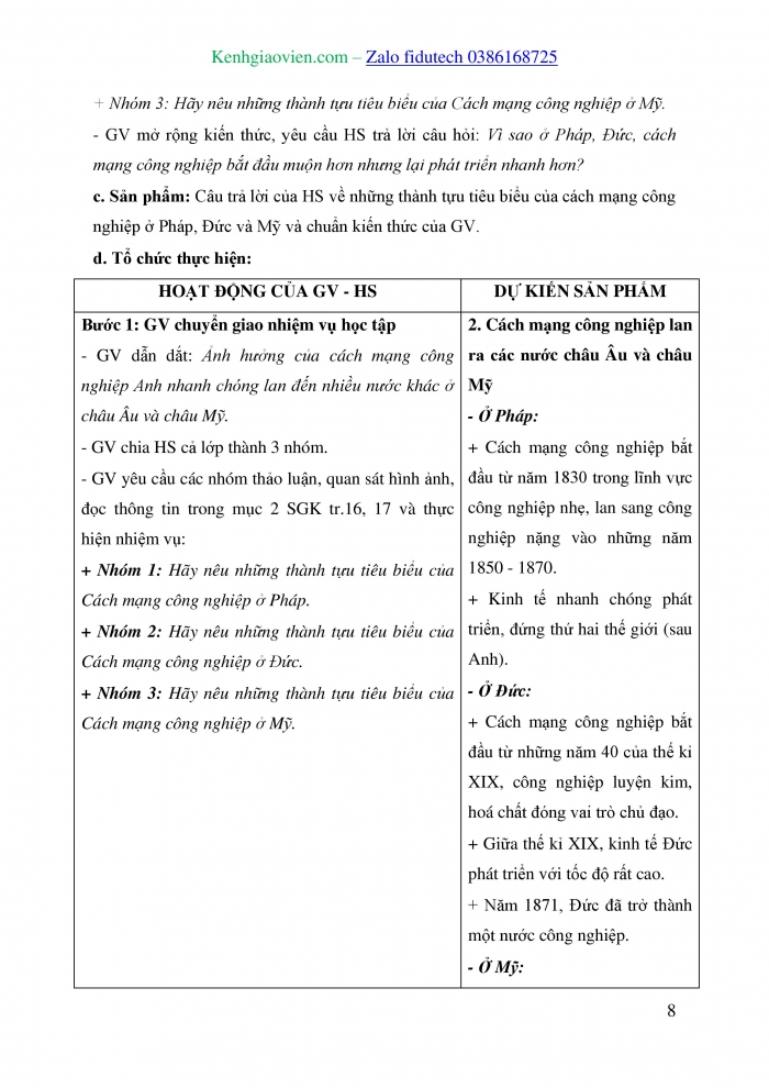 Giáo án và PPT Lịch sử 8 kết nối Bài 3: Cách mạng công nghiệp (nửa sau thế kỉ XVIII – giữa thế kỉ XIX)