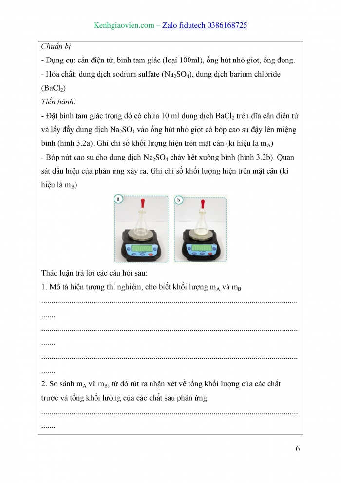 Giáo án và PPT KHTN 8 cánh diều Bài 3: Định luật bảo toàn khối lượng. Phương trình hoá học