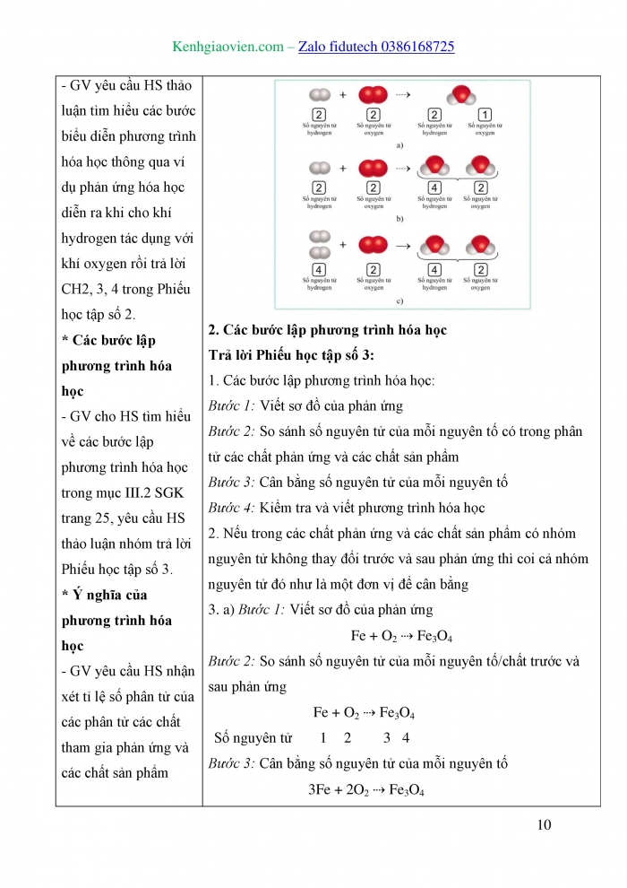 Giáo án và PPT KHTN 8 cánh diều Bài 3: Định luật bảo toàn khối lượng. Phương trình hoá học