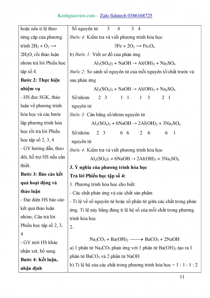 Giáo án và PPT KHTN 8 cánh diều Bài 3: Định luật bảo toàn khối lượng. Phương trình hoá học