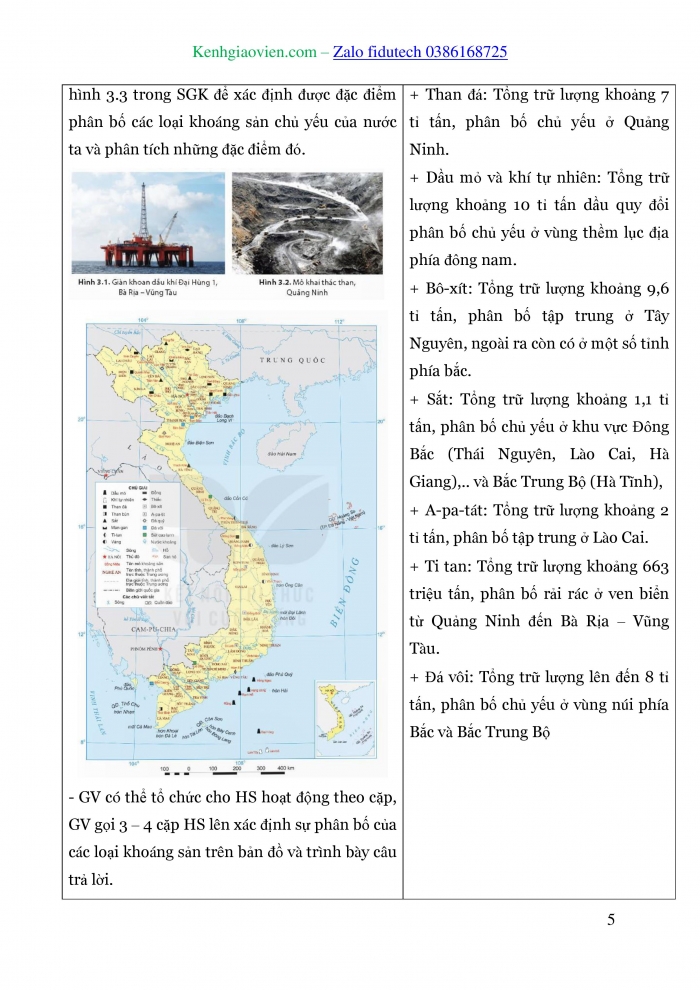 Giáo án và PPT Địa lí 8 kết nối Bài 3: Khoáng sản Việt Nam