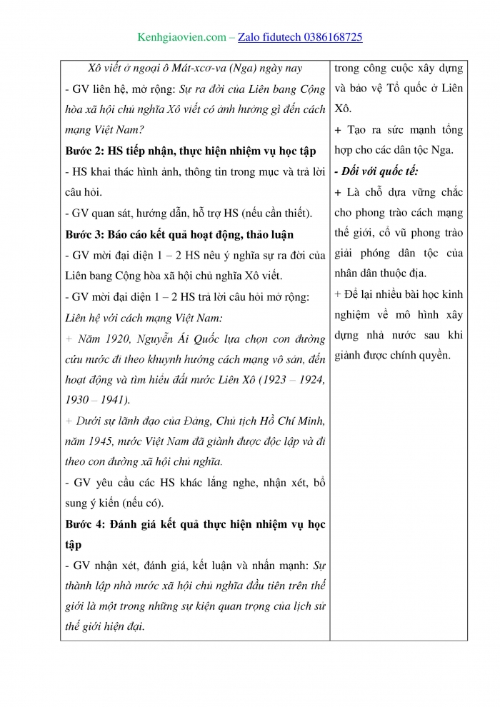 Giáo án và PPT Lịch sử 11 chân trời Bài 3: Liên bang Cộng hoà xã hội chủ nghĩa Xô viết ra đời và sự phát triển của chủ nghĩa xã hội sau Chiến tranh thế giới thứ hai