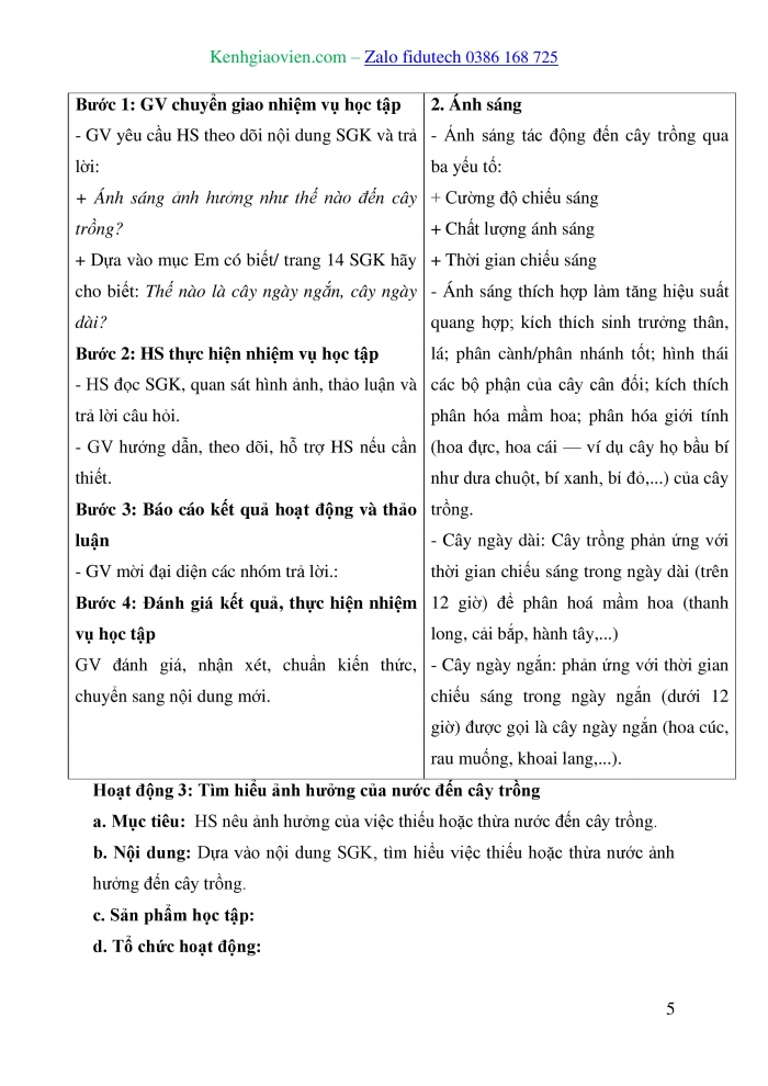 Giáo án và PPT Công nghệ trồng trọt 10 cánh diều Bài 3: Mối quan hệ giữa cây trồng và các yếu tố chính trong trồng trọt