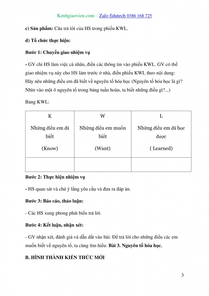 Giáo án và PPT Hoá học 10 cánh diều Bài 3: Nguyên tố hoá học