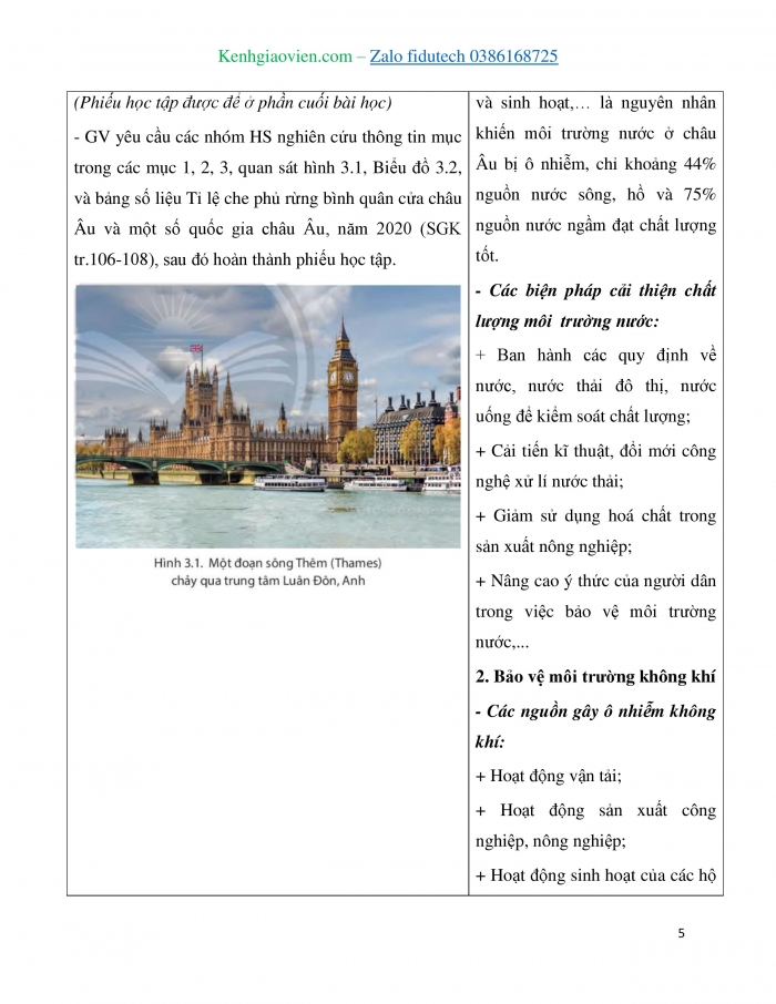 Giáo án và PPT Địa lí 7 chân trời Bài 3: Phương thức con người khai thác, sử dụng và bảo vệ thiên nhiên châu Âu