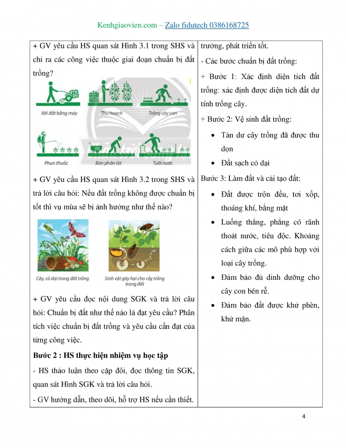 Giáo án và PPT Công nghệ 7 chân trời Bài 3: Quy trình trồng trọt