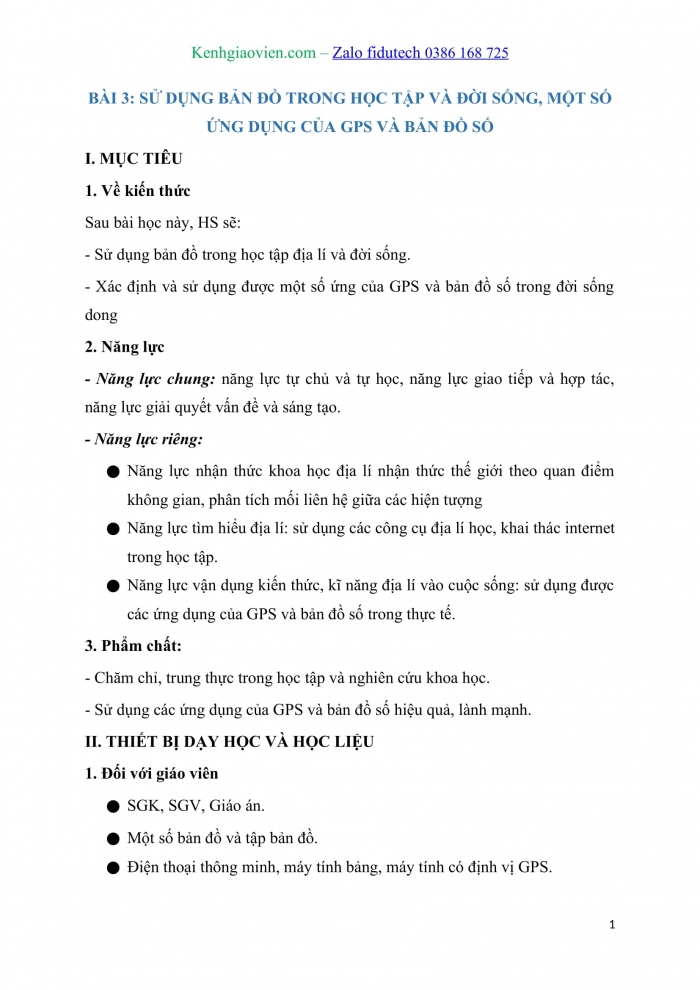 Giáo án và PPT Địa lí 10 kết nối Bài 3: Sử dụng bản đồ trong học tập và đời sống, một số ứng dụng của GPS và bản đồ số trong đời sống