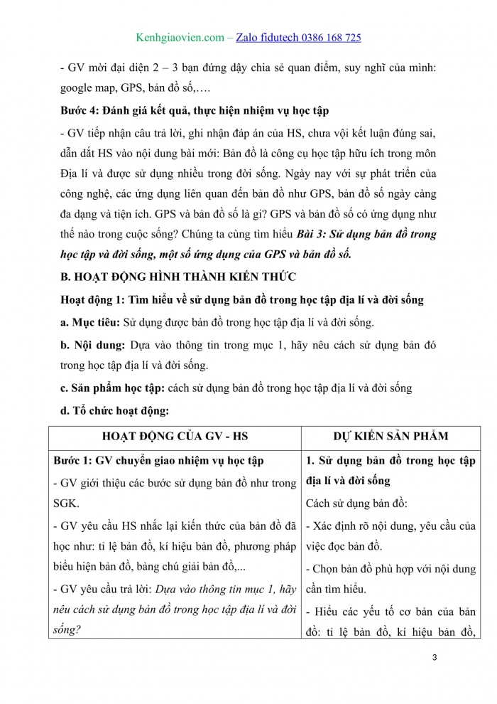 Giáo án và PPT Địa lí 10 kết nối Bài 3: Sử dụng bản đồ trong học tập và đời sống, một số ứng dụng của GPS và bản đồ số trong đời sống