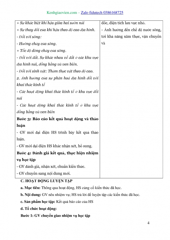 Giáo án và PPT Địa lí 8 cánh diều Bài 3: Thực hành Tìm hiểu về ảnh hưởng của địa hình đối với sự phân hoá tự nhiên và khai thác kinh tế